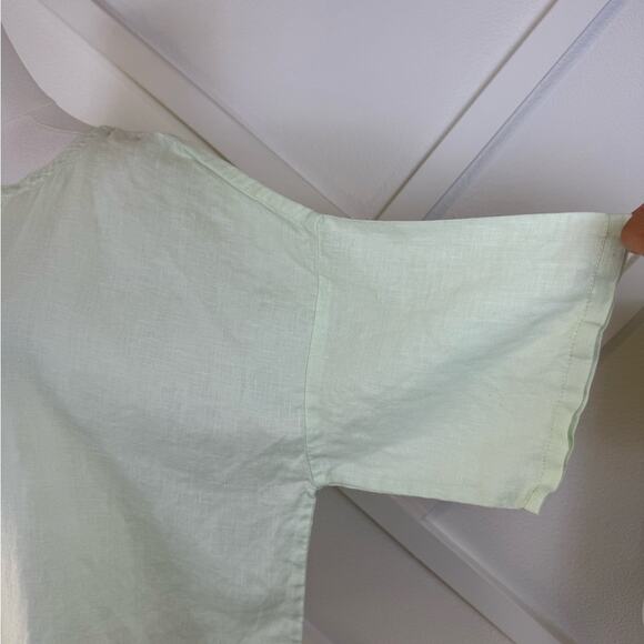 Eileen Fisher Mint Green Short Drop Sleeve Boxy Relaxed Blouse 100% Linen Size M - Picture 3 of 10